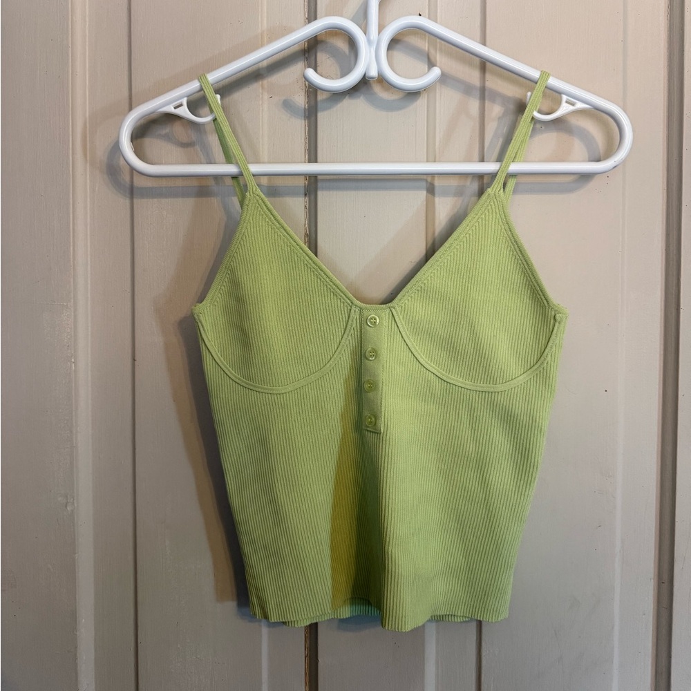 Zara Light Green Ribbed Cropped Camisole